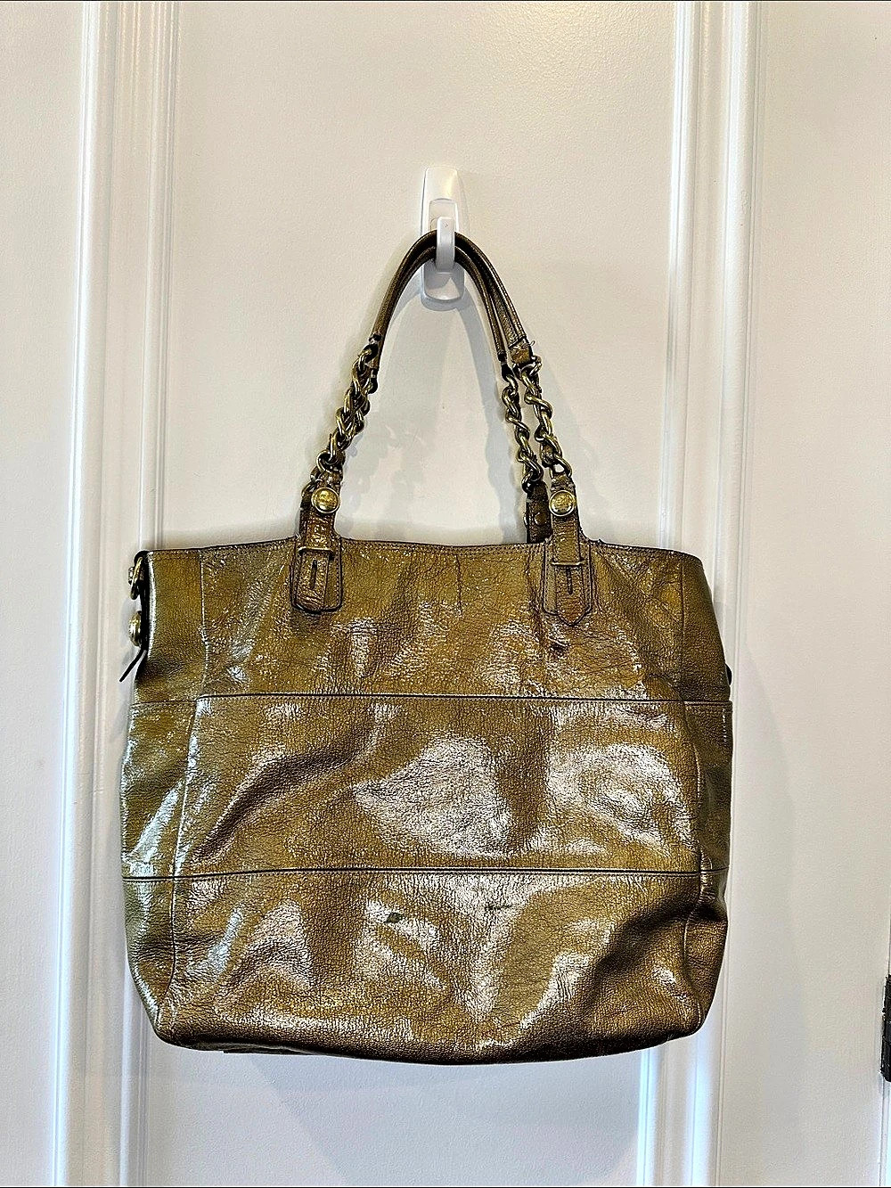 Coach Gold Leather Chain Tote
